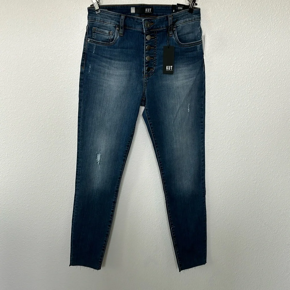 KUT From The Kloth Size 8 High Rise Donna Ankle Skinny Frayed Edge Jeans - Picture 2 of 8